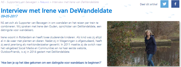 Interview met Irene van DeWandeldate, 9-5-2017
