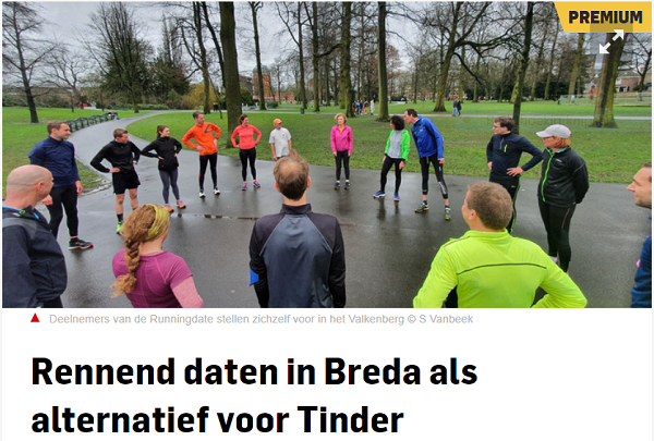 Rennend daten in Breda als alternatief voor Tinder, BN De Stem, 2 febr 2020