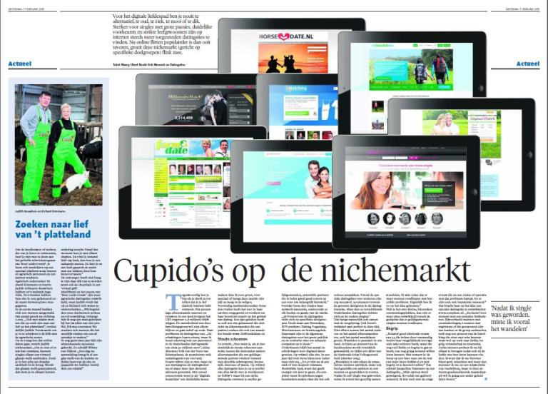Cupido's op de nichemarkt, DeWandeldate in de krant, 7 februari 2015